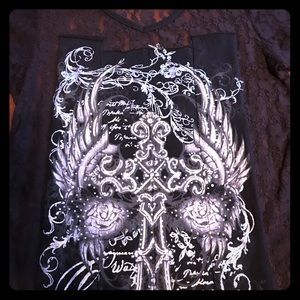 Jody California cross bling lace tee